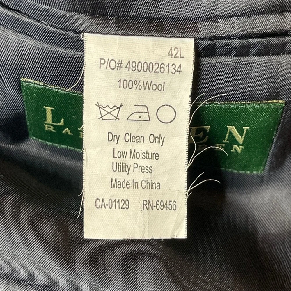 Lauren Ralph Lauren Mens 42L‎ Navy Blue Pinstripe Wool 2-Button Blazer Jacket